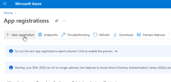Register New App for Graph Api