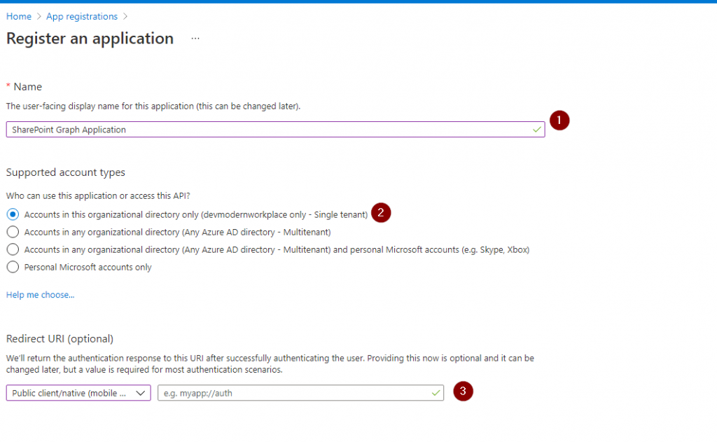 Application Registration for Graph Api