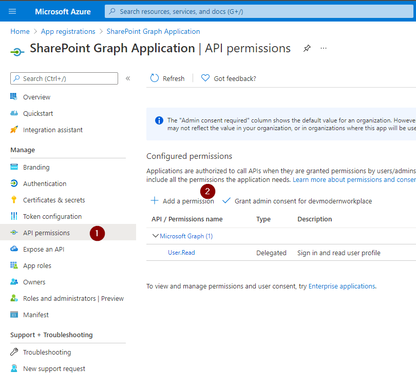 Enterprise Application API permission 