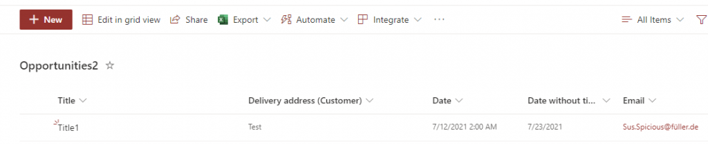 Result of lookup field