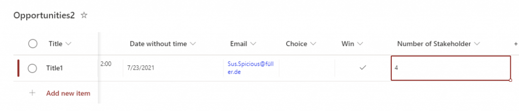 Result of number column
