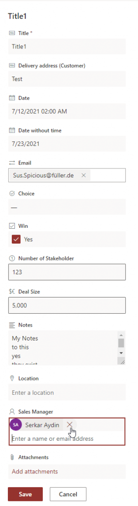 Result of Person Column