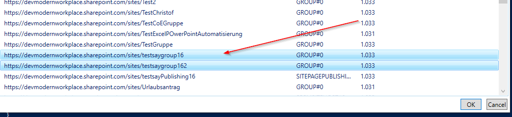 Screenshot of controll action