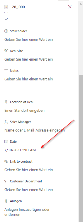 Result of date (with time) value