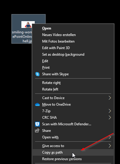 Easy way to copy the path