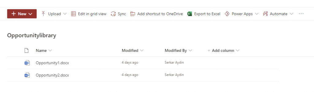 Opportunity library with two documents I want to download
