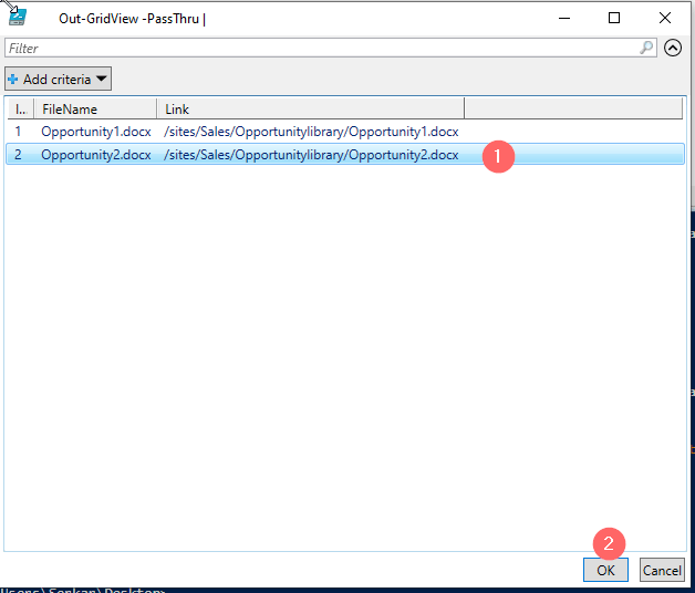 Screenshot of the grid view for the SharePoint files, which you can download