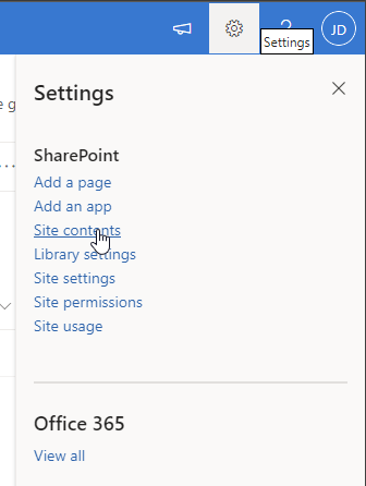 Settings contents setting