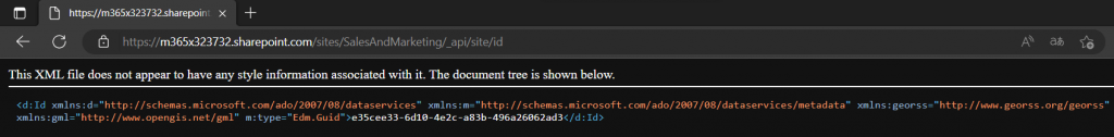 Screenshot of the SharePoint site Id