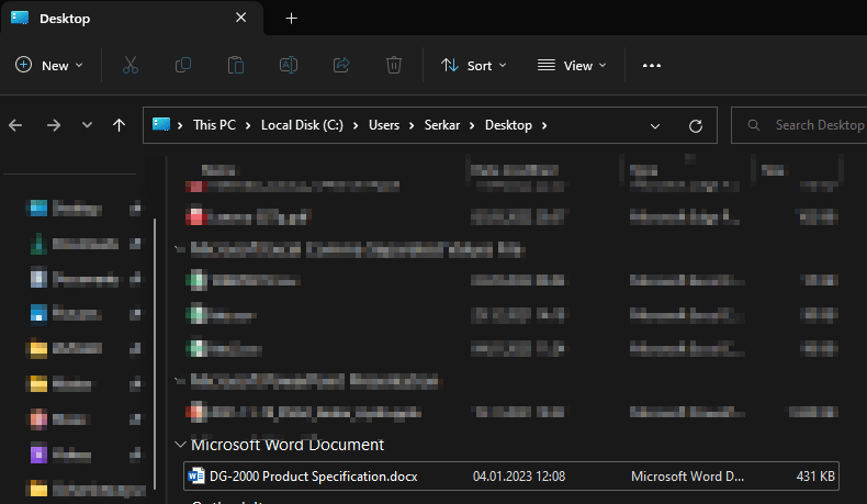 Screenshot of the downloaded file from SharePoint using Graph API